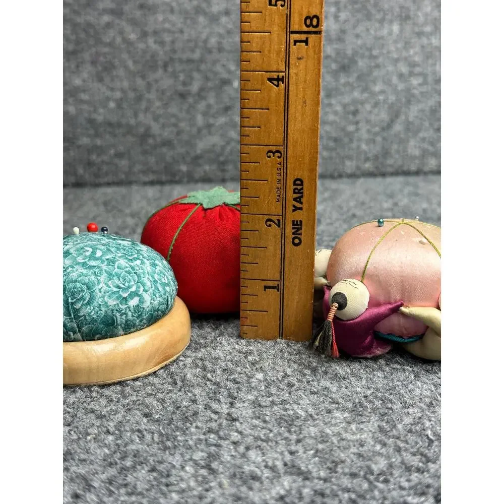 Vintage antique lot pin cushions Japan China handmade silk tomato lucky babies